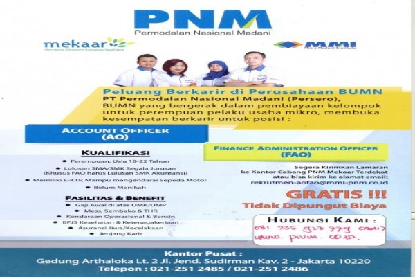 LOKER PT. Permodalan Nasional Madani(PNM)